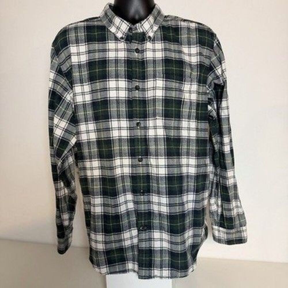 Eddie Bauer Button-Up Shirt Mens XL Relaxed Fit Long Sleeve Green Plaid Y2K 80s